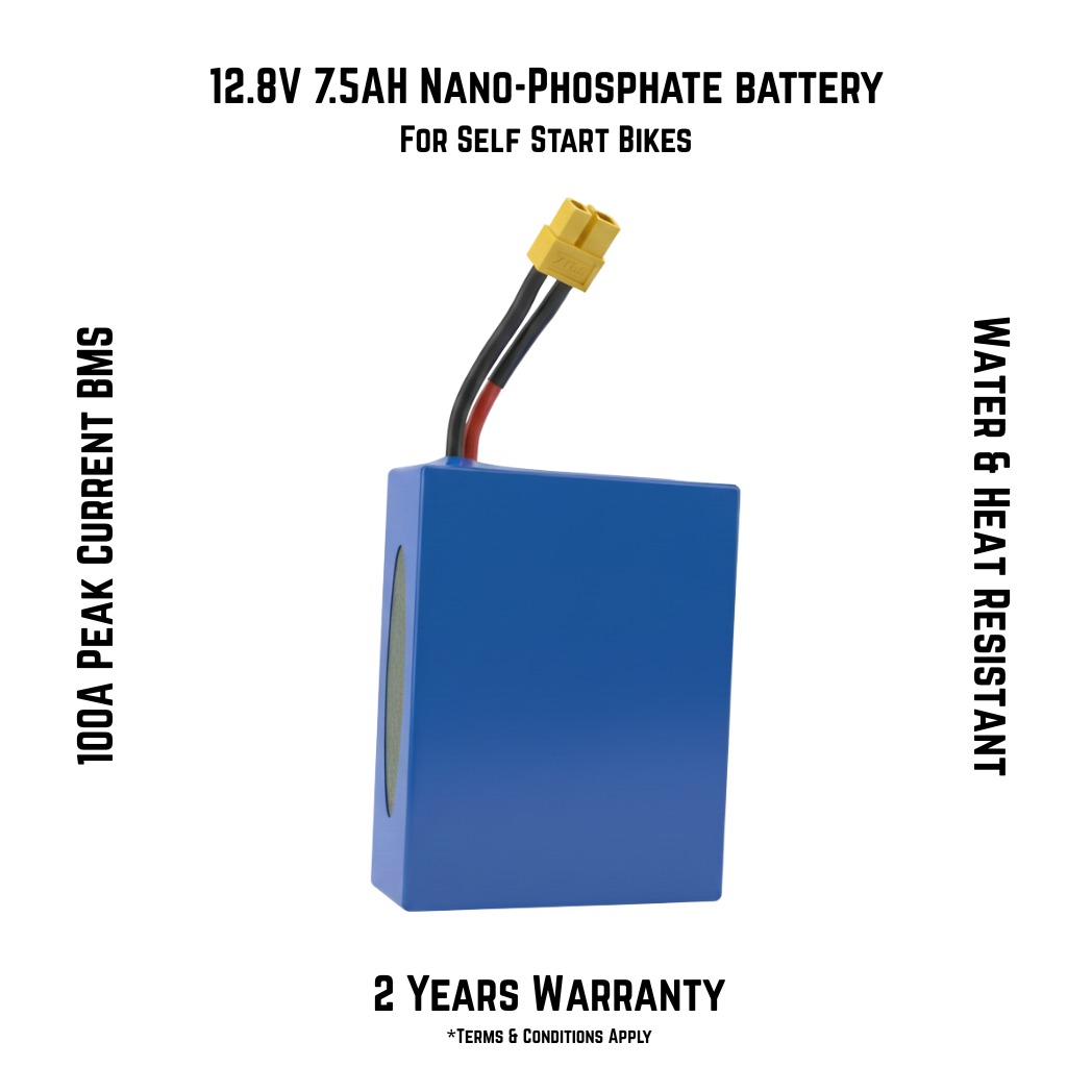 12.8V 7.5Ah Nano Phosphate | For Self Start Bikes